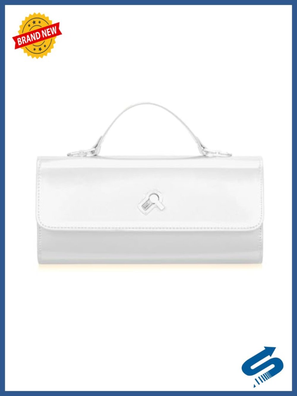 Metallic PU Evening Clutch Crossbody Square Box Bag Twist Lock